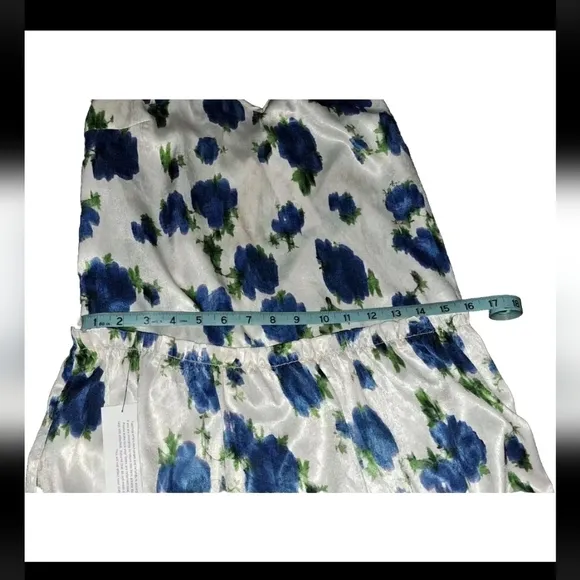 Topshop Floral Satin Blue &amp; White Midi Dress NWT Women's Size 6 Long B20#17