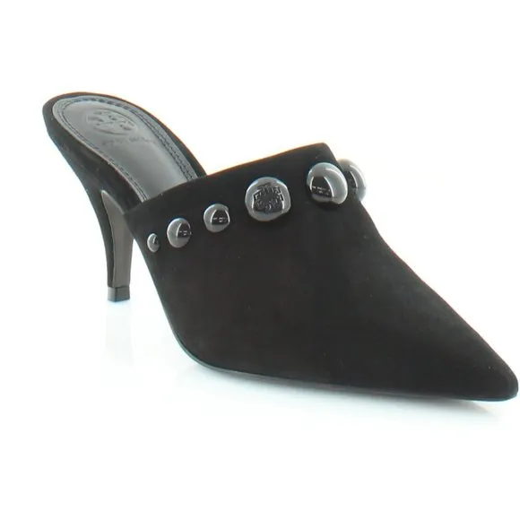 Tory Burch $378 Georgina Black Suede Leather Stud Mule 10