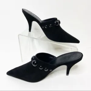 Tory Burch $378 Georgina Black Suede Leather Stud Mule 10