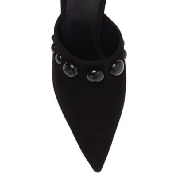 Tory Burch $378 Georgina Black Suede Leather Stud Mule 10