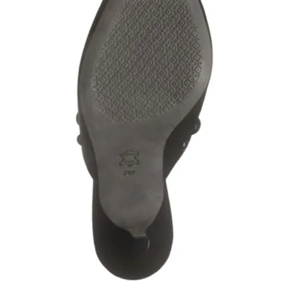Tory Burch Georgina Black Suede Leather Stud Mule