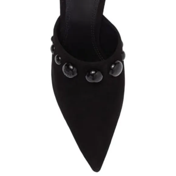 Tory Burch Georgina Black Suede Leather Stud Mule