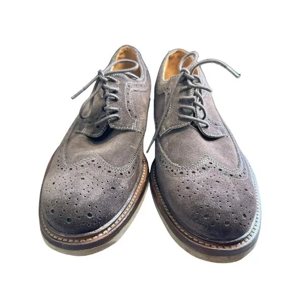 Trask Suede Wingtip Laceup Shoes Brown Leather 9.5 Men's