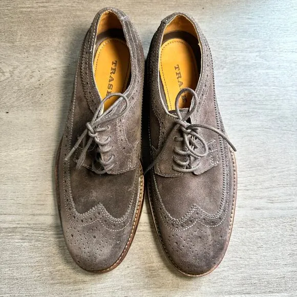 Trask Suede Wingtip Laceup Shoes Brown Leather 9.5 Men's