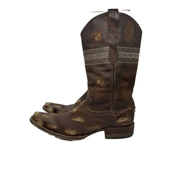 Tres Garcia  Men’s Boots and Leather Size 8  Brown And Metal Holes Size 27 Mex