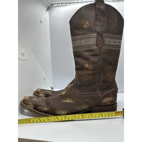 Tres Garcia  Men’s Boots and Leather Size 8  Brown And Metal Holes Size 27 Mex