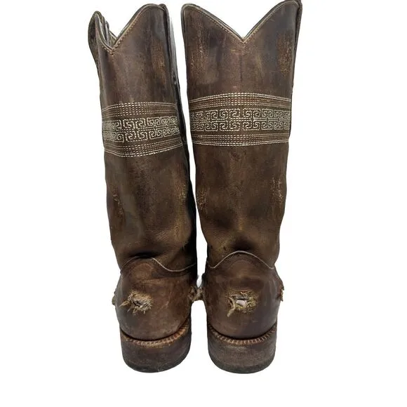 Tres Garcia  Men’s Boots and Leather Size 8  Brown And Metal Holes Size 27 Mex