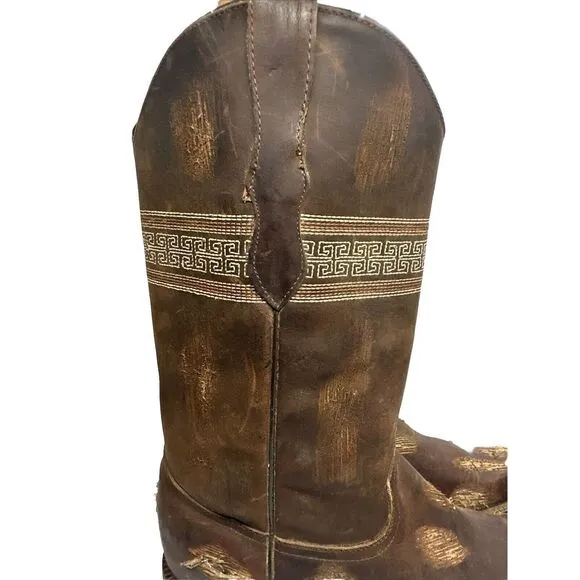 Tres Garcia  Men’s Boots and Leather Size 8  Brown And Metal Holes Size 27 Mex