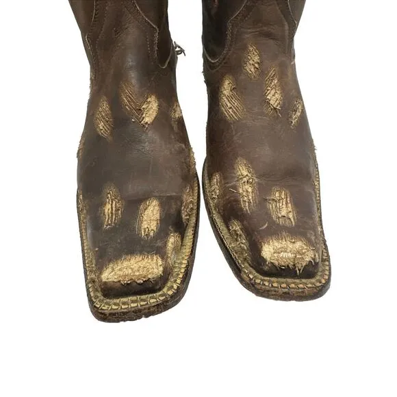 Tres Garcia  Men’s Boots and Leather Size 8  Brown And Metal Holes Size 27 Mex