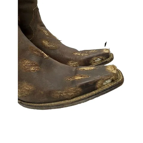 Tres Garcia  Men’s Boots and Leather Size 8  Brown And Metal Holes Size 27 Mex