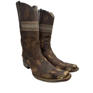 Tres Garcia  Men’s Boots and Leather Size 8  Brown And Metal Holes Size 27 Mex