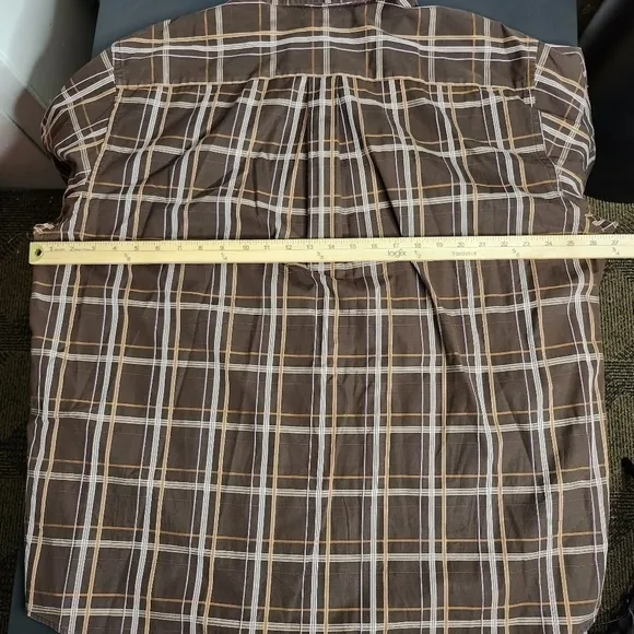 Turnbury Made in Hong Kong Plaid Long Sleeve Button Down Shirt Men's XL Brown
