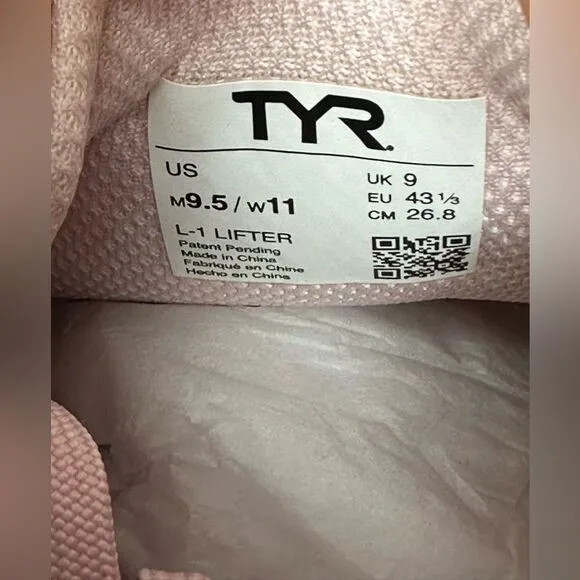 TYR L1 Lifters Soft Pink Crossfit Weightlifting Strap Secure Shoes M 9.5 / W 11