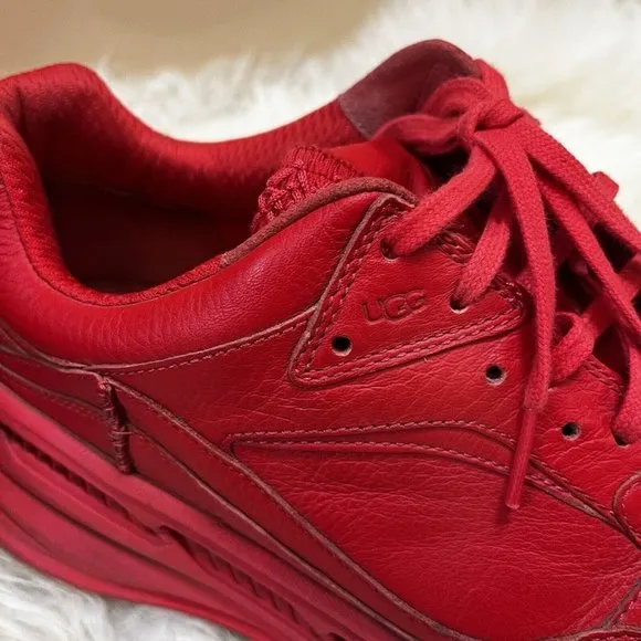 Ugg X Atmos Ca805 X Lace Low Top Red Leather Sneakers Shoes Mens 11.5