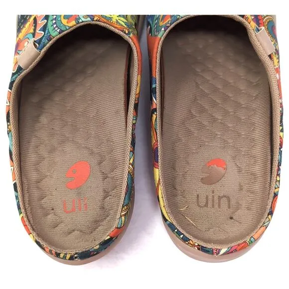 UIN Blossom Malaga Toledo Mule Slip On Shoes Women's 8.5 Colorful Floral Canvas