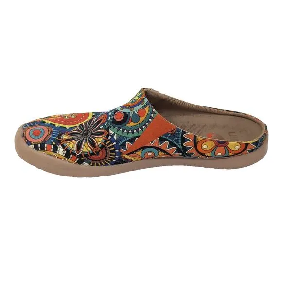 UIN Blossom Malaga Toledo Mule Slip On Shoes Women's 8.5 Colorful Floral Canvas