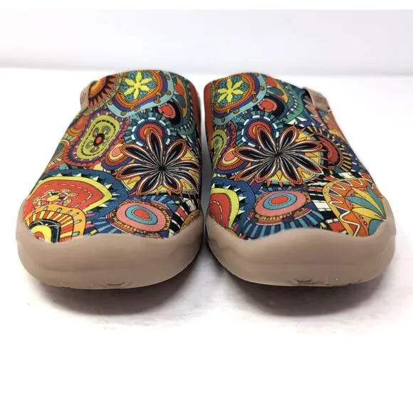 UIN Blossom Malaga Toledo Mule Slip On Shoes Women's 8.5 Colorful Floral Canvas