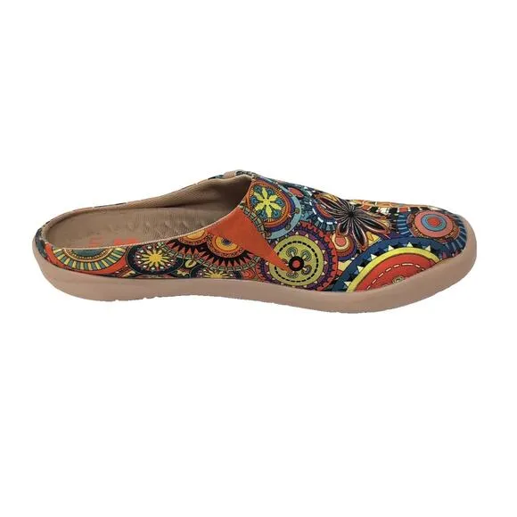 UIN Blossom Malaga Toledo Mule Slip On Shoes Women's 8.5 Colorful Floral Canvas