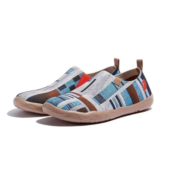 UIN Men's Shoes Slip On Casual Knit Loafers Comfort Sneaker(Retro Lodges Toledo)