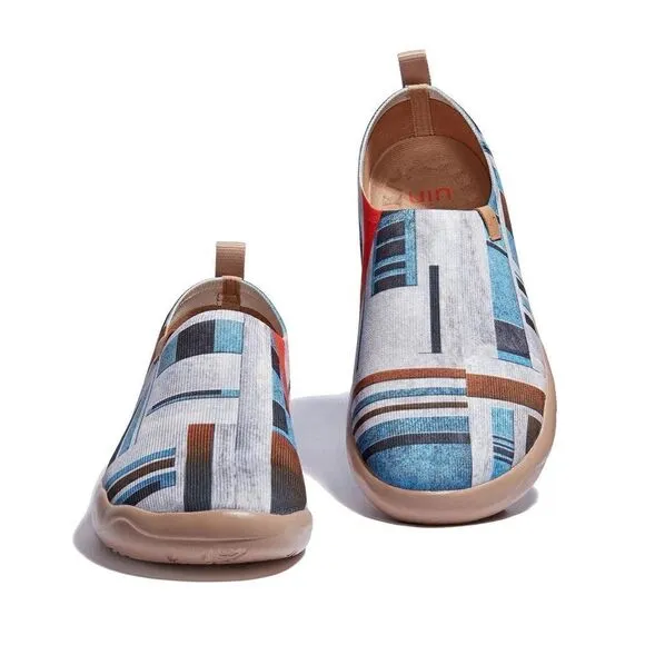 UIN Men's Shoes Slip On Casual Knit Loafers Comfort Sneaker(Retro Lodges Toledo)