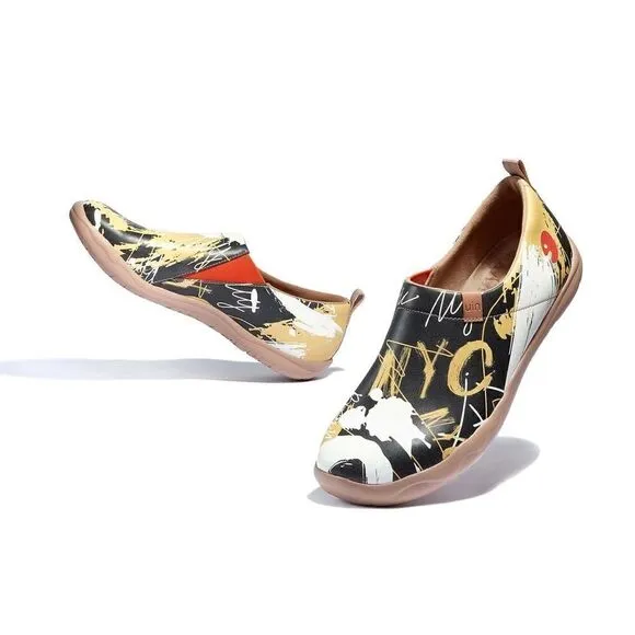 UIN Men's Travel Walking Shoes Slip On Casual Sneaker Toledo Ⅱ (Graffiti NYC)