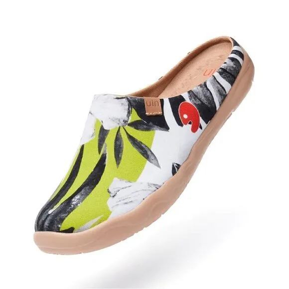 UIN Men's Slipper Mules Walking Casual Travel Shoes (Hibiscus in Full Bloom )