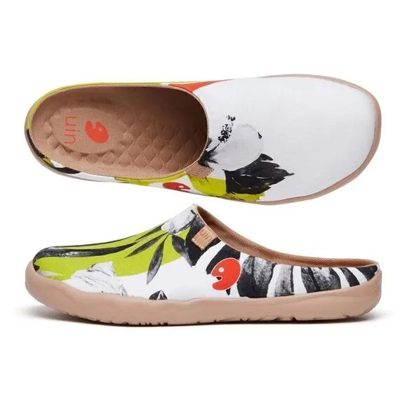 UIN Men's Slipper Mules Walking Casual Travel Shoes (Hibiscus in Full Bloom )