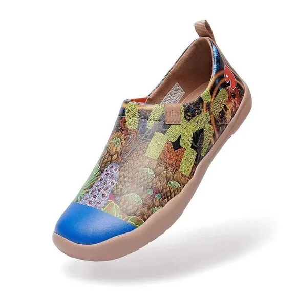 UIN Women's Walking Shoes Slip On Microfiber Casual Comfort Loafers (Sea Life)