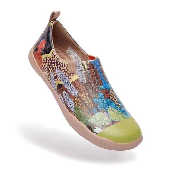 UIN Women's Walking Shoes Slip On Microfiber Casual Comfort Loafers (Sea Life)