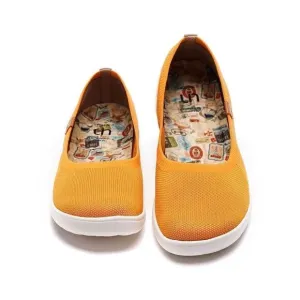 UIN Women's Ballet Slip On Pointed Toe Casual Shoes (Valencia Knitted Orange)