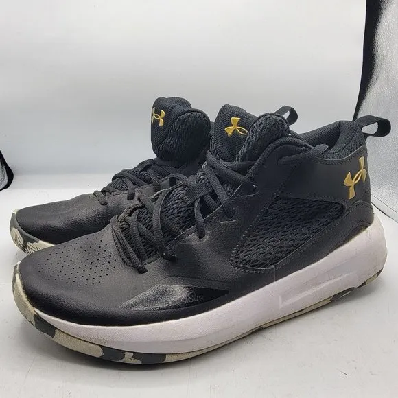 Under Armour Lockdown 5 Mens 11 Black Leather Basketball Shoes 3023949-003