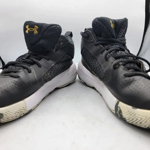 Under Armour Lockdown 5 Mens 11 Black Leather Basketball Shoes 3023949-003