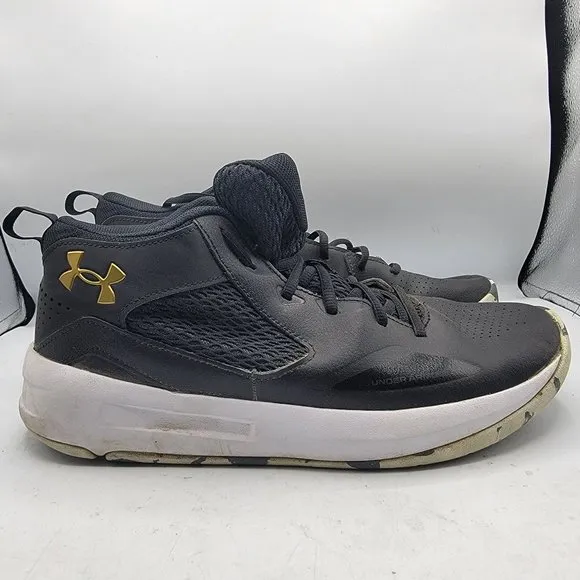 Under Armour Lockdown 5 Mens 11 Black Leather Basketball Shoes 3023949-003