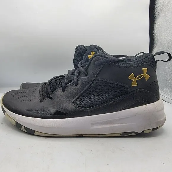 Under Armour Lockdown 5 Mens 11 Black Leather Basketball Shoes 3023949-003