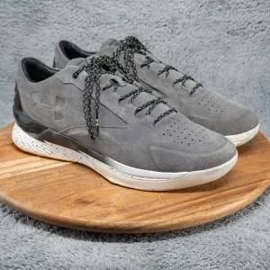 Under Armour Mens Curry 1 Lux Low Gray Suede Shoes Sneaker Basketball Size 13