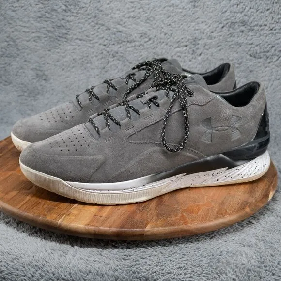 Under Armour Mens Curry 1 Lux Low Gray Suede Shoes Sneaker Basketball Size 13