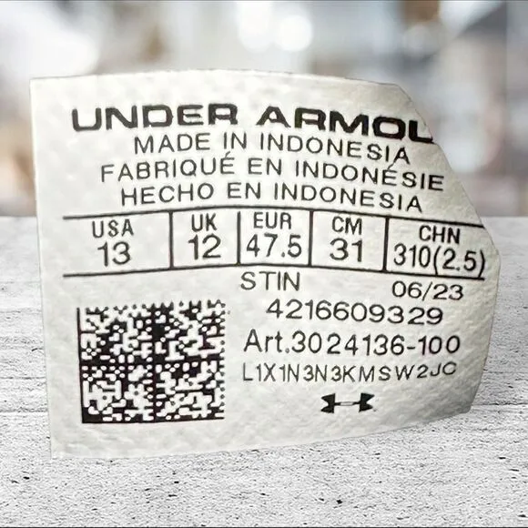 Under Armour Men's Size 13 Charged Impulse 2 Running White/Brown 3024136-100‎