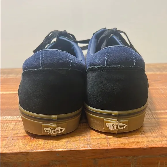 Vans Black and Blue Sneakers with Classic Design, Mens 13