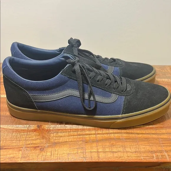 Vans Black and Blue Sneakers with Classic Design, Mens 13