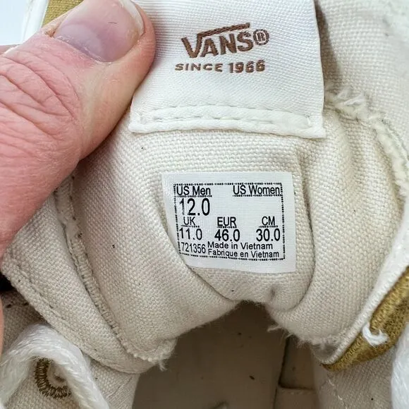 VANS Eco Theory SK8-Hi Tapered Sneakers Men's 12 Mustard Gold High-Top Shoes