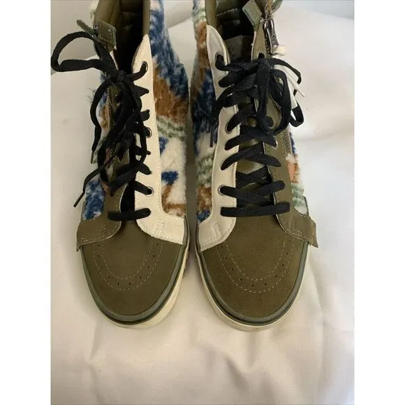 Vans Men 11 Sk8-Hi Reissue Ca Mixed Textile Military Olive Skate Shoes Unique‎