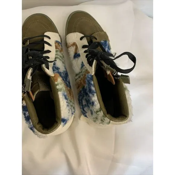 Vans Men 11 Sk8-Hi Reissue Ca Mixed Textile Military Olive Skate Shoes Unique‎