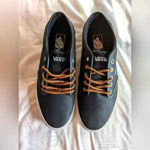 Vans Men's Atwood Leather Skate Shoe – Black/Marshmallow – Size 10 (Brand New)