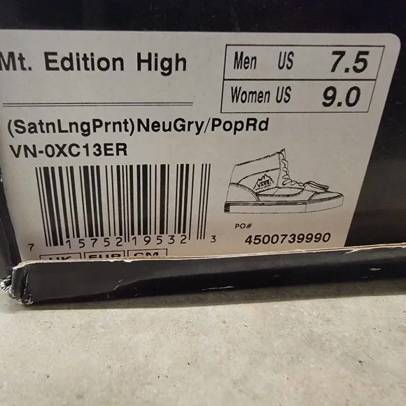 Vans Mountain Edition‎ High Satin Pack Shoes Size 7.5 Neutral Grey/Poppy Red