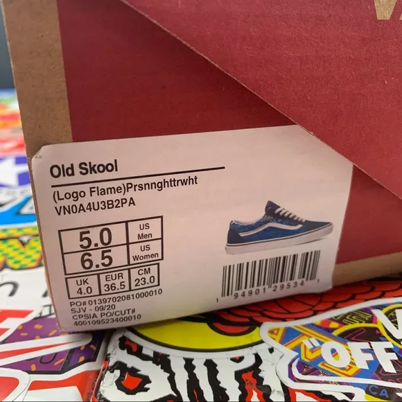 Vans Old Skool Logo Flame Suede 6.5 Womens
