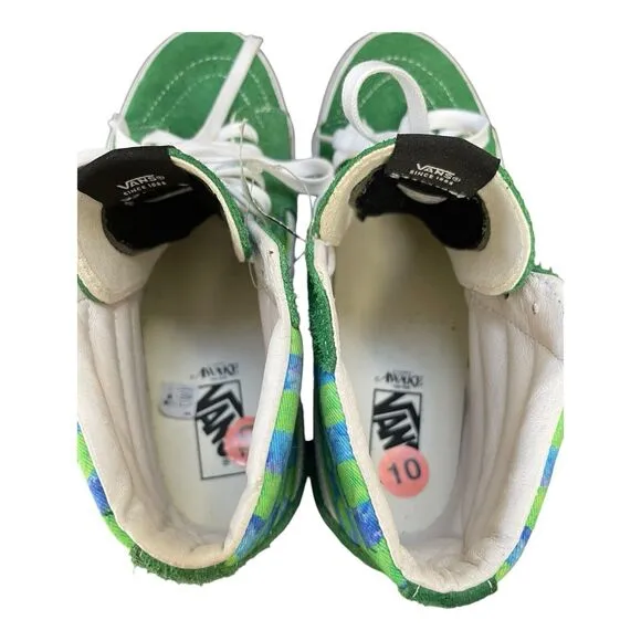 VANS SK8-HI AWAKE NY GREEN SUEDE WHITE BLUE RED CHECKERBOARD SKATE sz 10