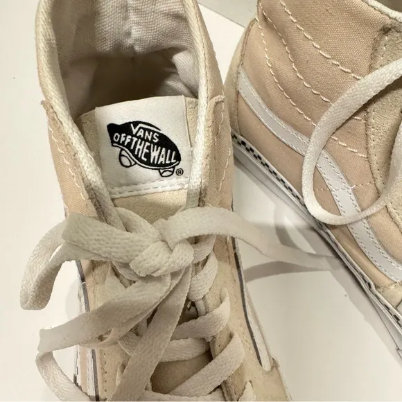 Vans Sk8-Hi Men’s Tapered Checkerboard Foxing High Top Sneakers M9.5 W11 Cream