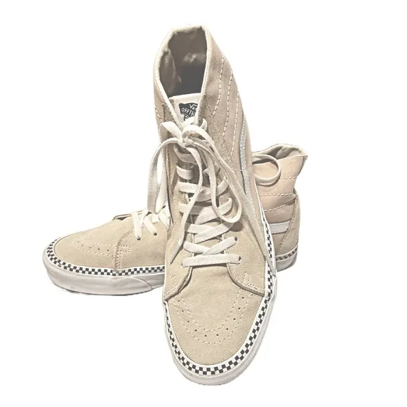 Vans Sk8-Hi Men’s Tapered Checkerboard Foxing High Top Sneakers M9.5 W11 Cream