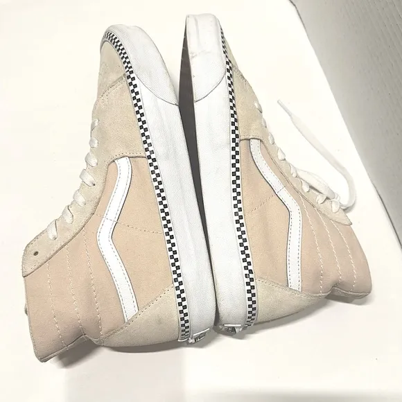 Vans Sk8-Hi Men’s Tapered Checkerboard Foxing High Top Sneakers M9.5 W11 Cream