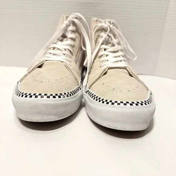 Vans Sk8-Hi Men’s Tapered Checkerboard Foxing High Top Sneakers M9.5 W11 Cream